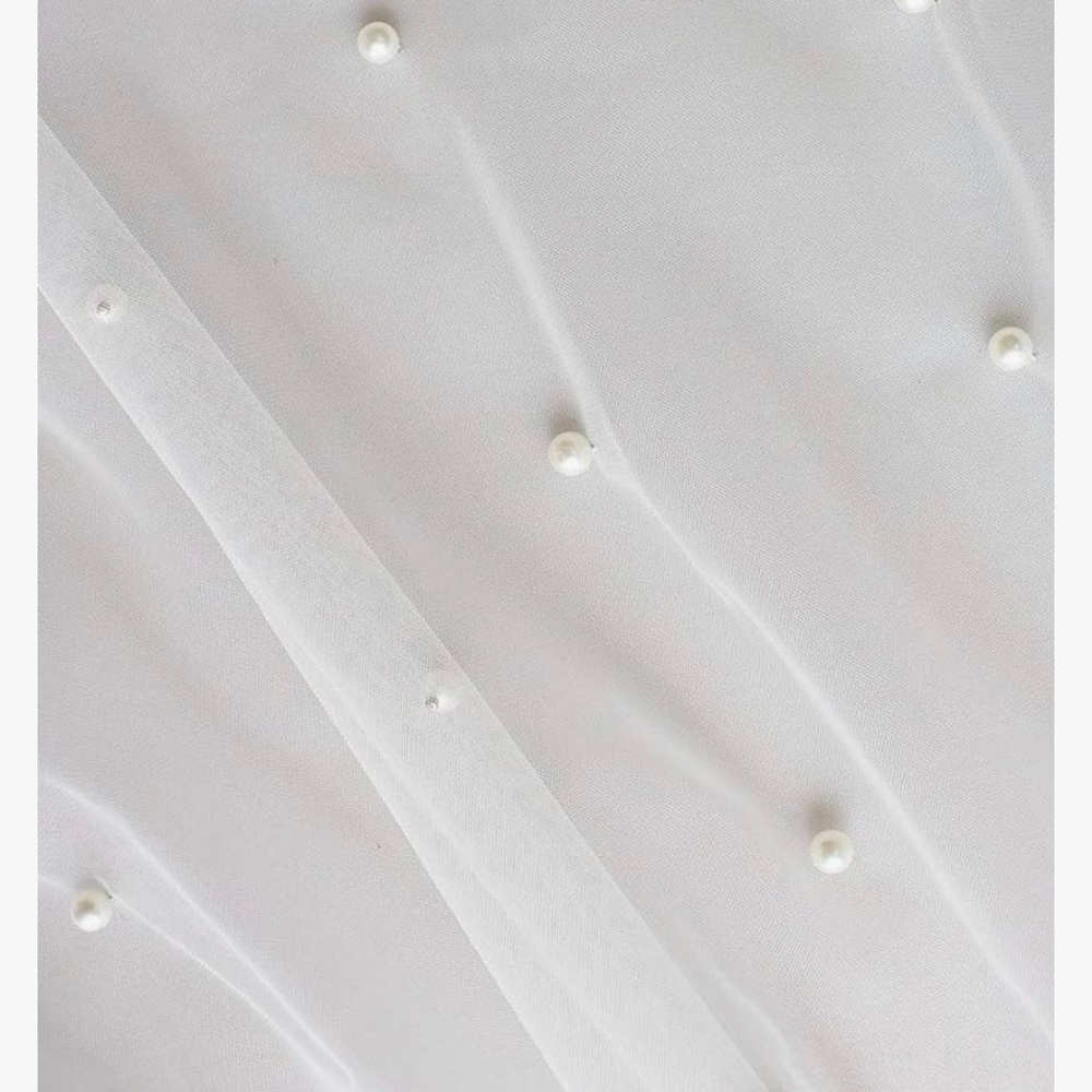 Womens Long Cathedral Length 1 Tier Pearl Wedding Bridal Veil With Metal Comb